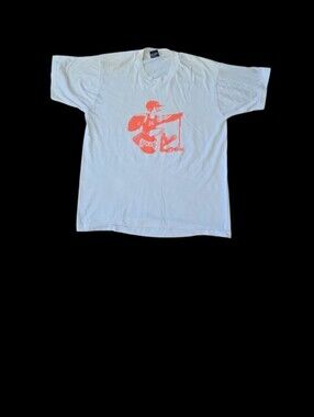 Screen Stars White Tee with Bright Orange Graphic - Men Shirts